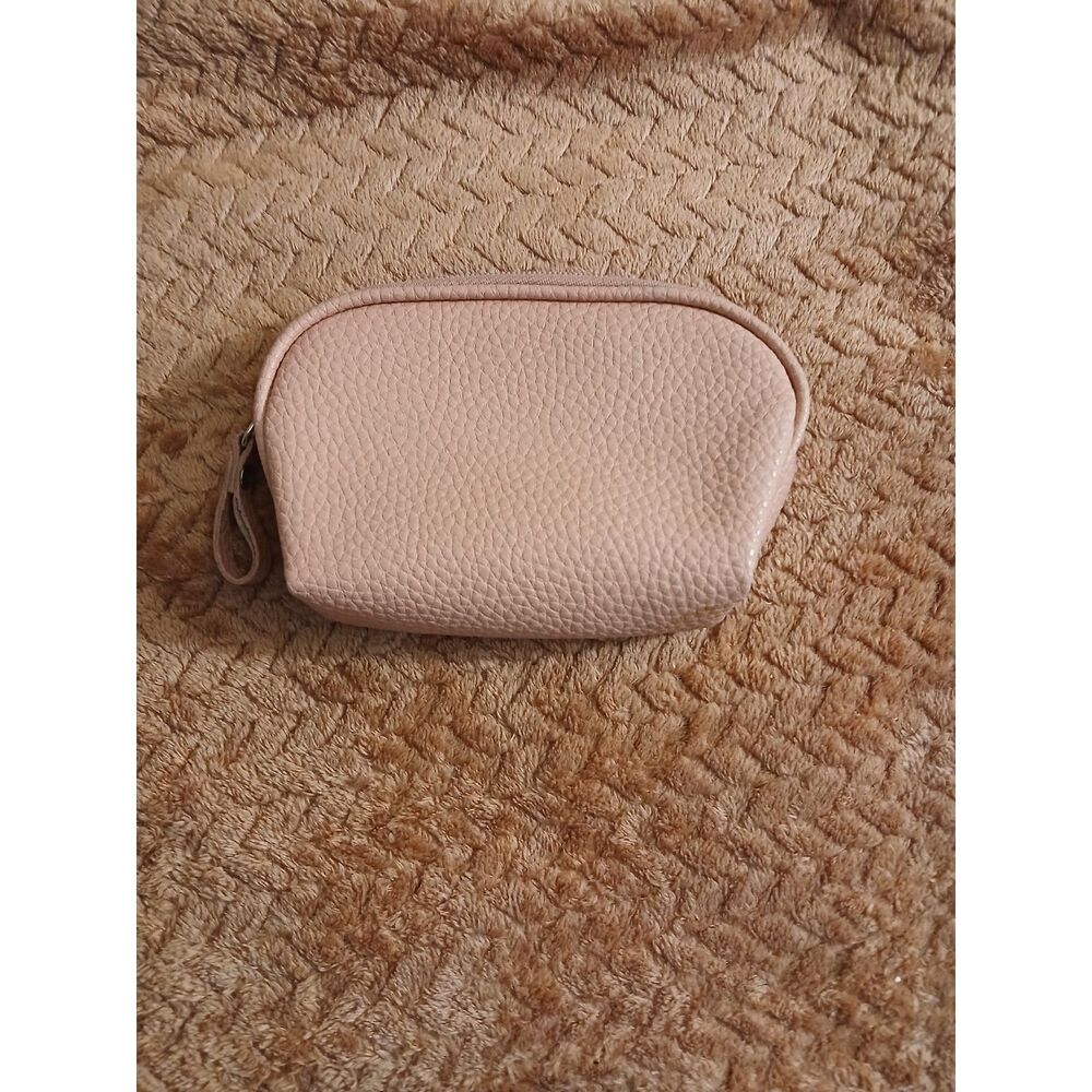 Pink Faux Leather Makeup Cosmetic Bag Zipper Travel Pouch Organizer
